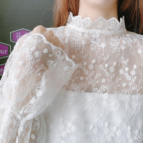 レース 服 レディース秋冬レースシャツ透け感ラッパ袖トップス
