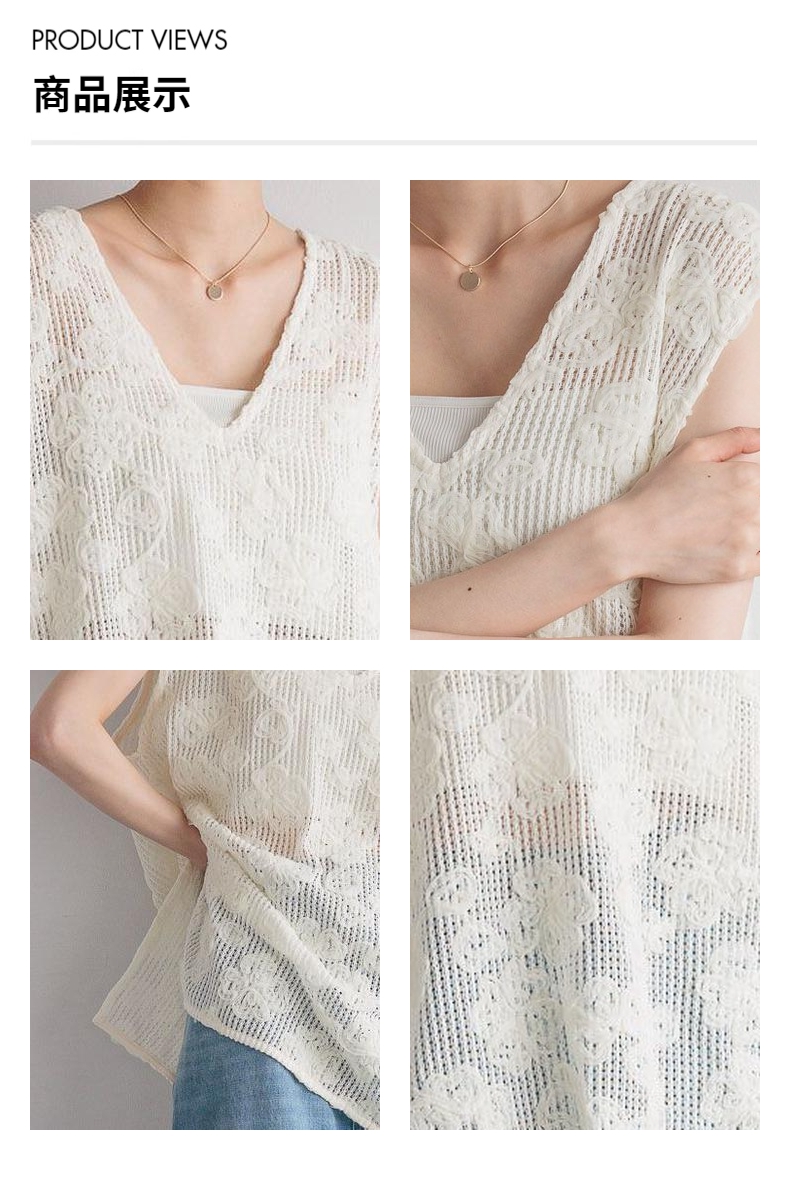 レース 服 花模様透かし編みレースチュニック