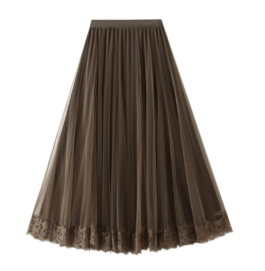 レース 服 秋冬新作レディースレーススカート3色両面着用可能
