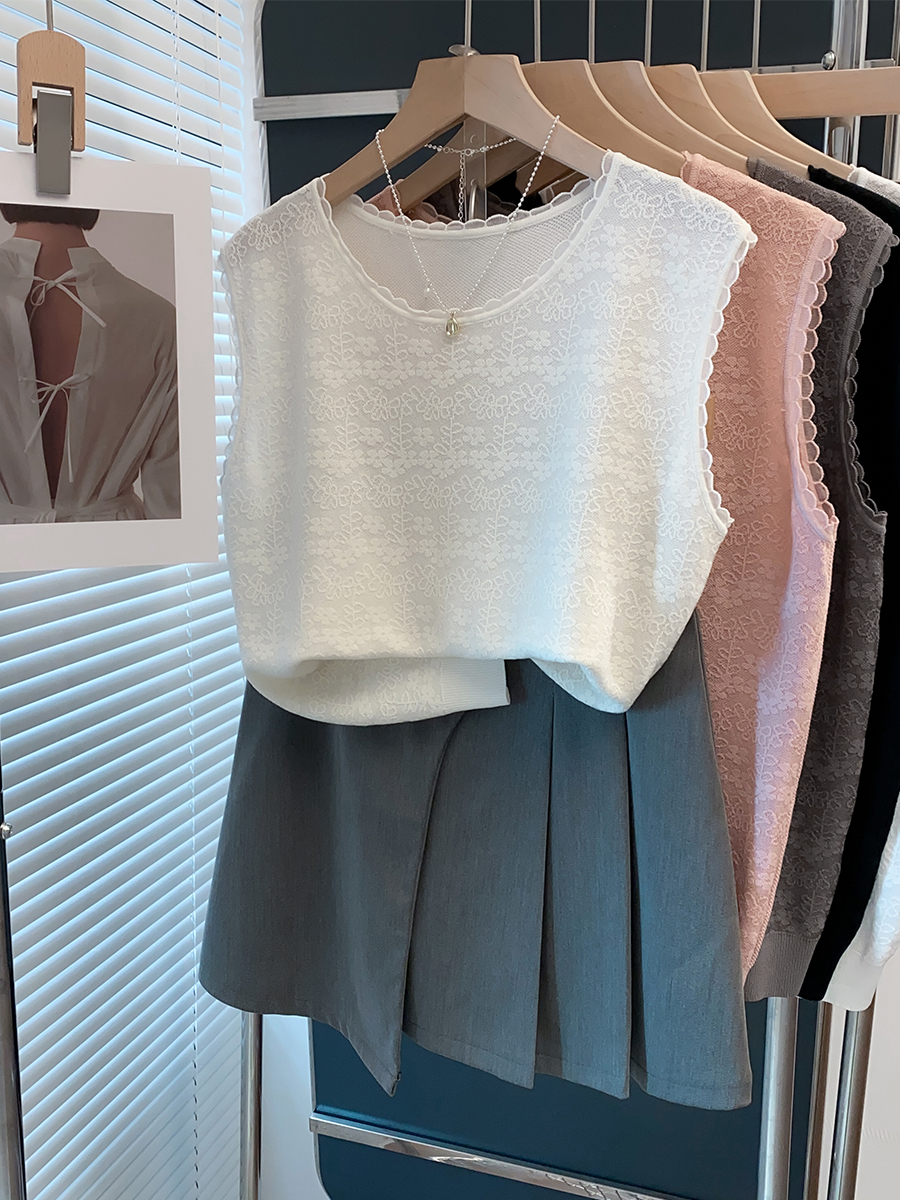 レース 服 花柄レース ノースリーブトップス