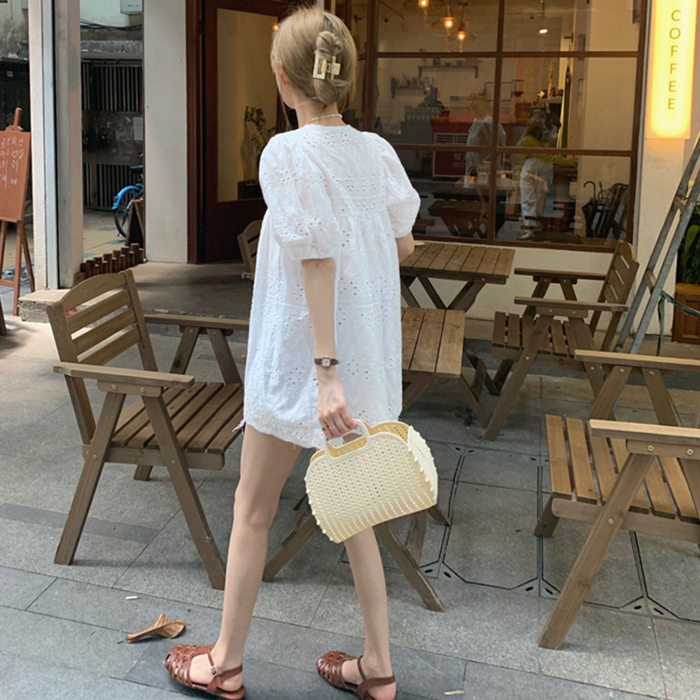 レース 服 カットワークレース刺繍ブラウス五分袖