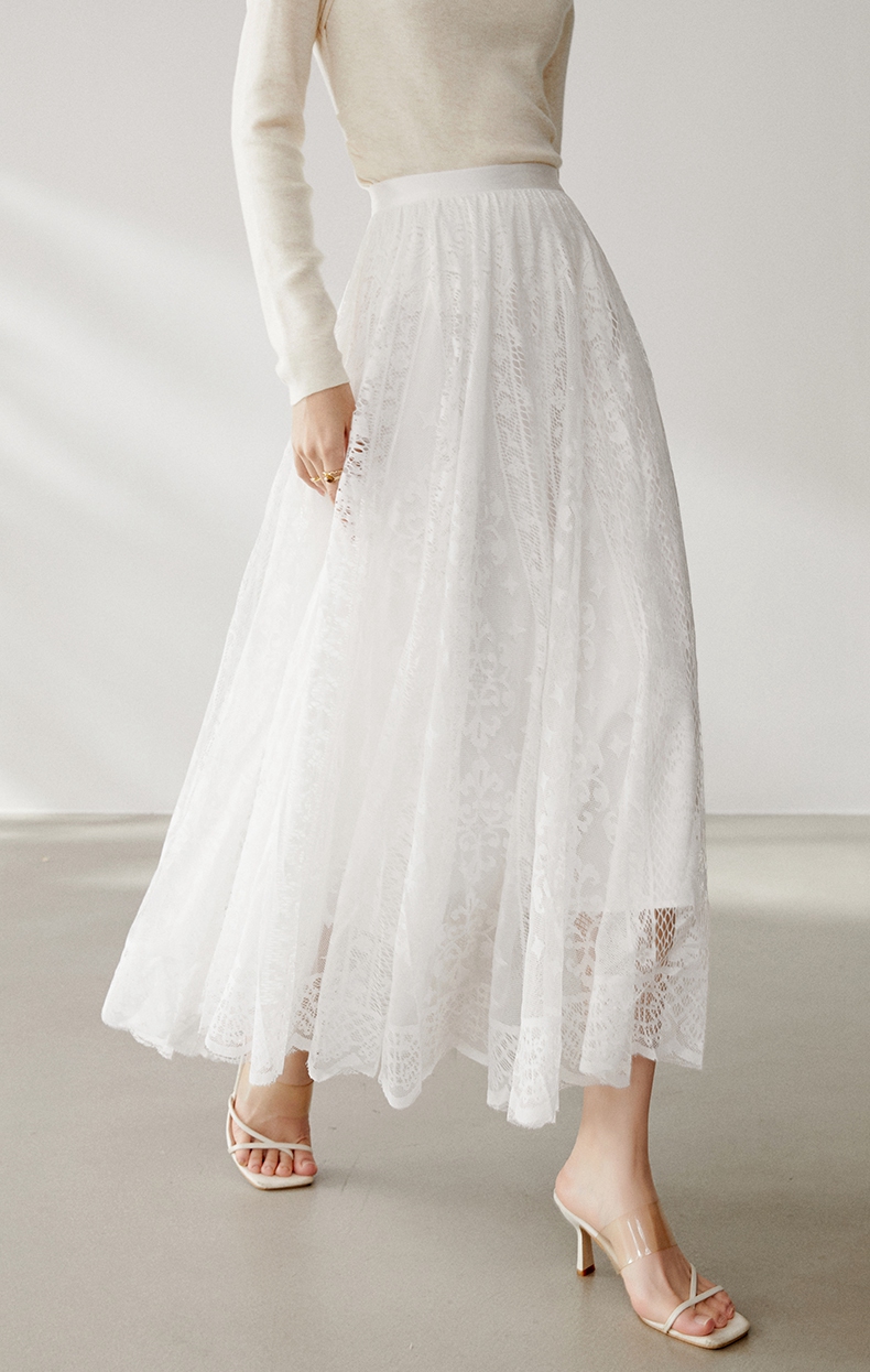 レース 服 花柄レースロングスカート