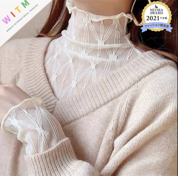 レース 服 秋冬新作 立ち襟レース トップス 上品着回し レディース