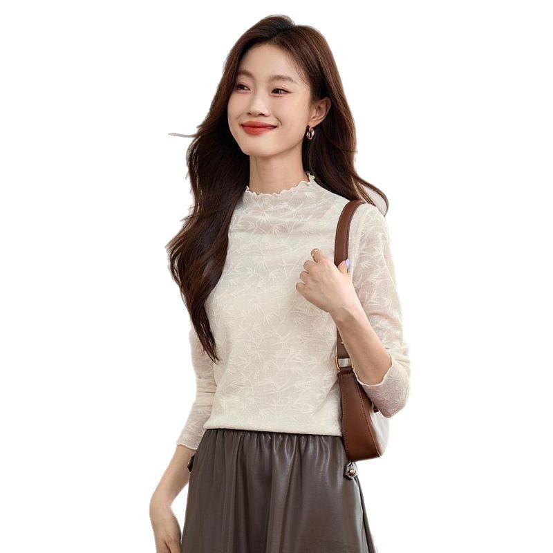 レース 服 上品フリル襟レース模様インナー
