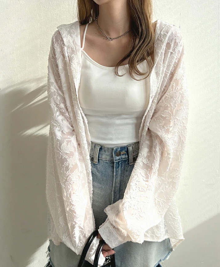 レース 服 春夏新作レース長袖シャツ日焼け止め体型カバートップス