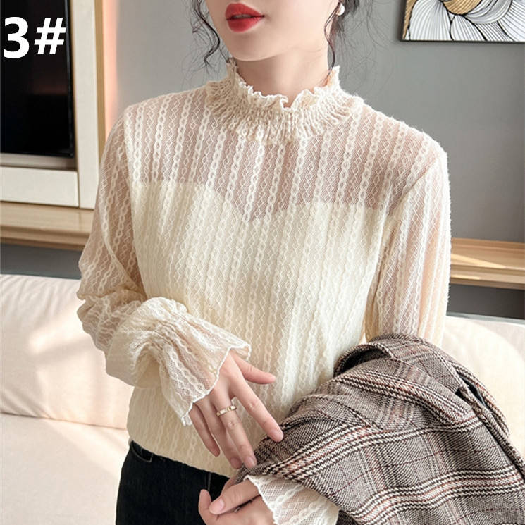 レース 服 秋冬新作 レース ハイネック トップス 上品 着回し抜群