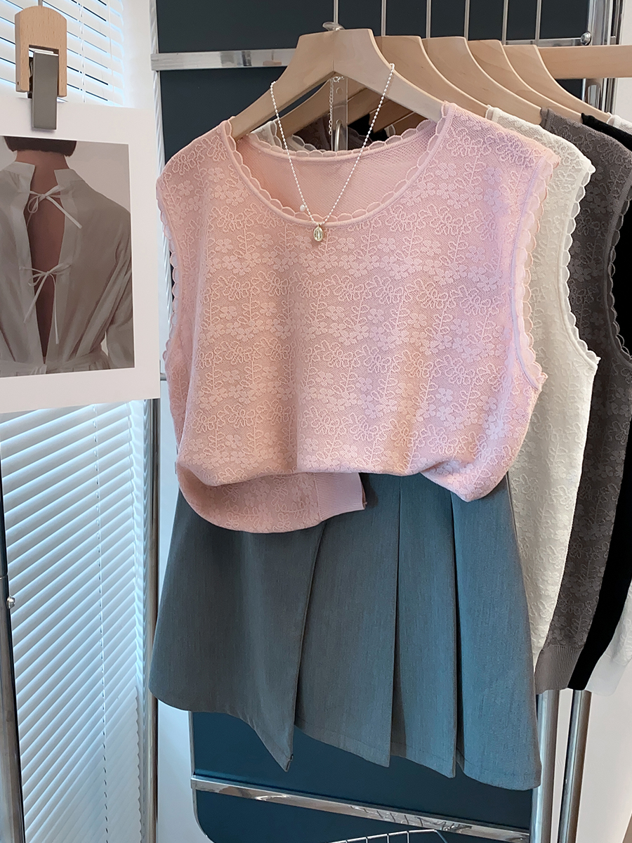 レース 服 花柄レース ノースリーブトップス
