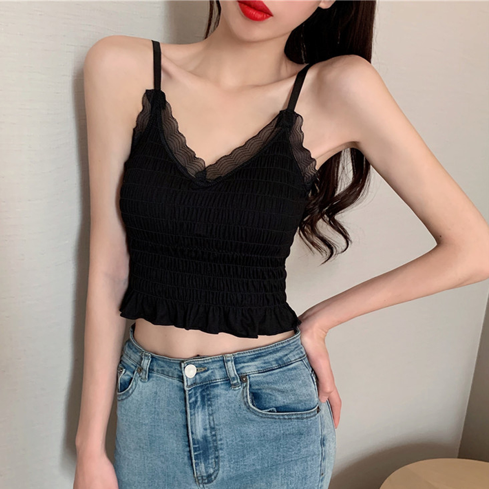 レース 服 レース付きカップ入りキャミソール