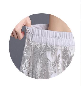 レース 服 花柄刺繍レーススカート ハイウエスト ミディ丈