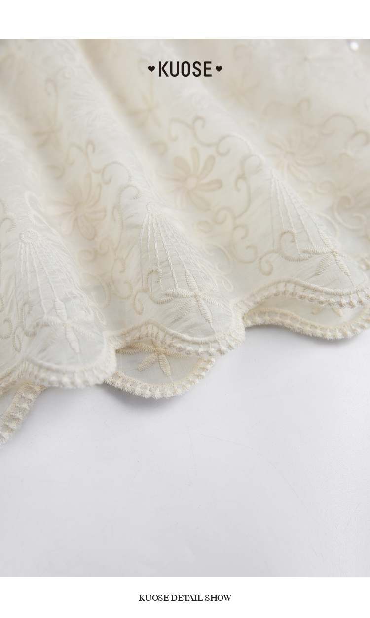 レース 服 花刺繍リボンノースリーブブラウス