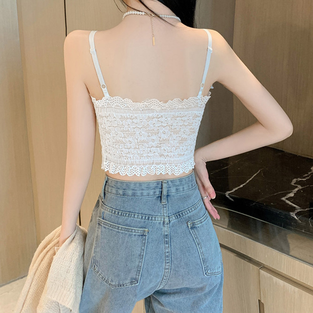 レース 服 花柄刺繍レースキャミソール ソフトパッド入り