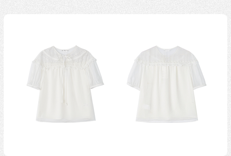 レース 服 花柄レース切替えフリルブラウス