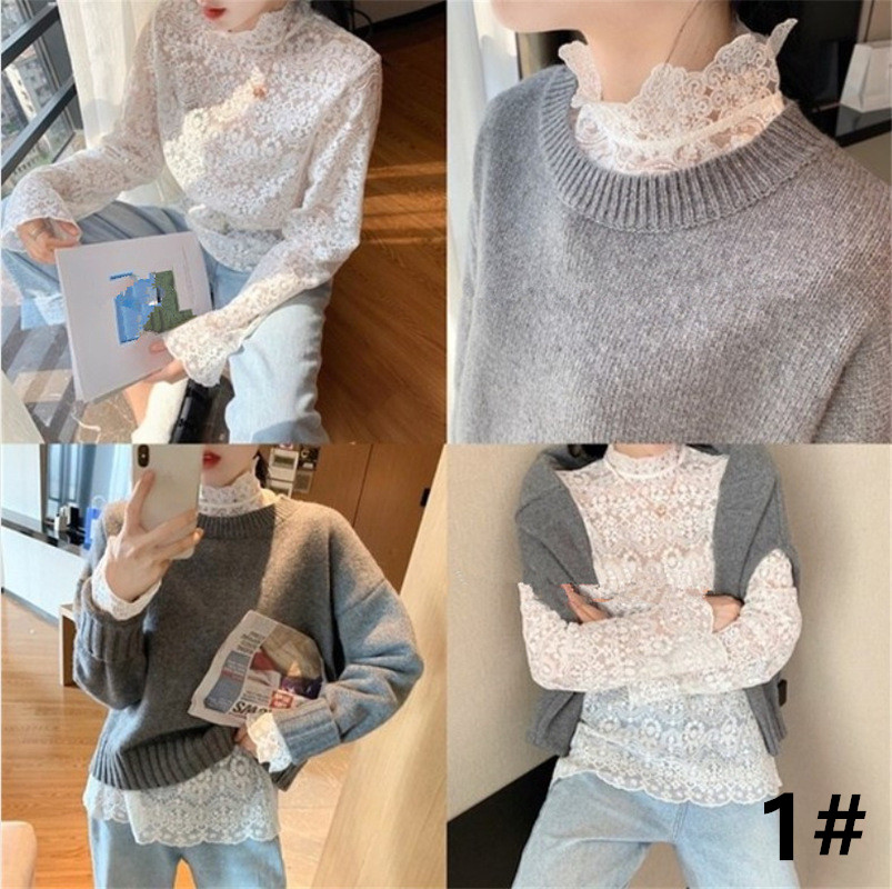 レース 服 花柄レース ハイネック インナー 透け感 重ね着