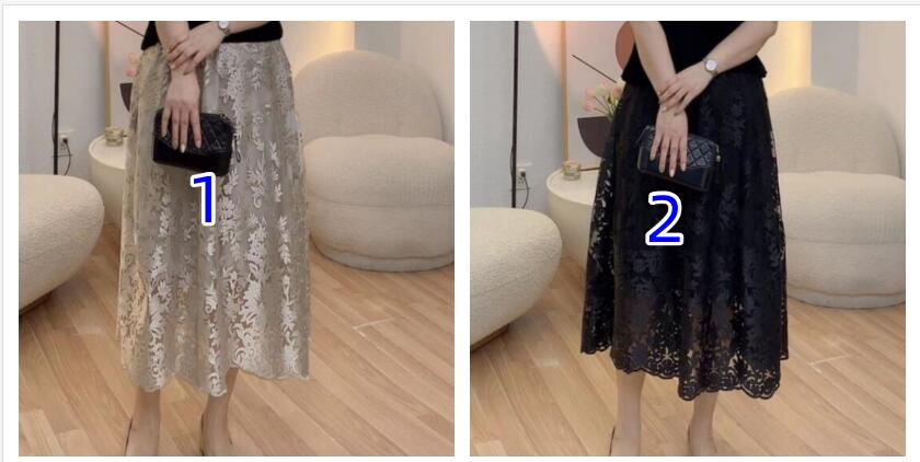 レース 服 花柄刺繍レースロングスカート