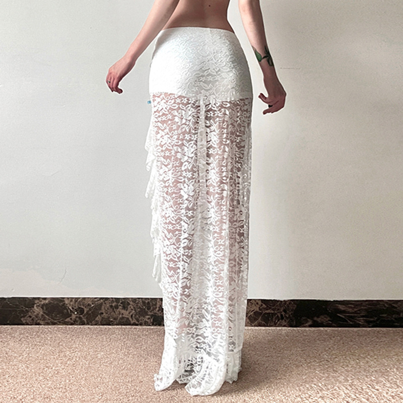 レース 服 エレガント白レースロングスカート