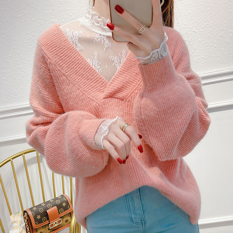 レース 服 花柄レース透け感ハイネックインナー長袖