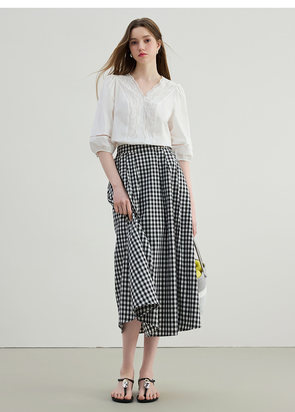 レース 服 優美刺繍レース七分袖ブラウス