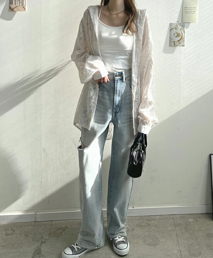 レース 服 春夏新作レース長袖シャツ日焼け止め体型カバートップス