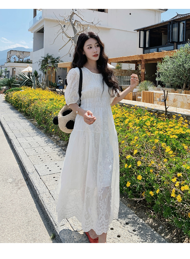 レース 服 夏風香る花刺繍レースワンピース