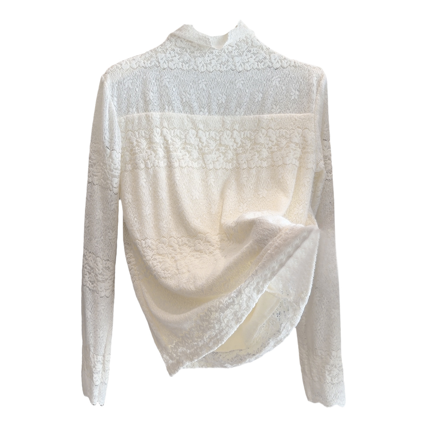 レース 服 新入荷レース打底衫長袖トップス裏起毛韓国風インナー二色