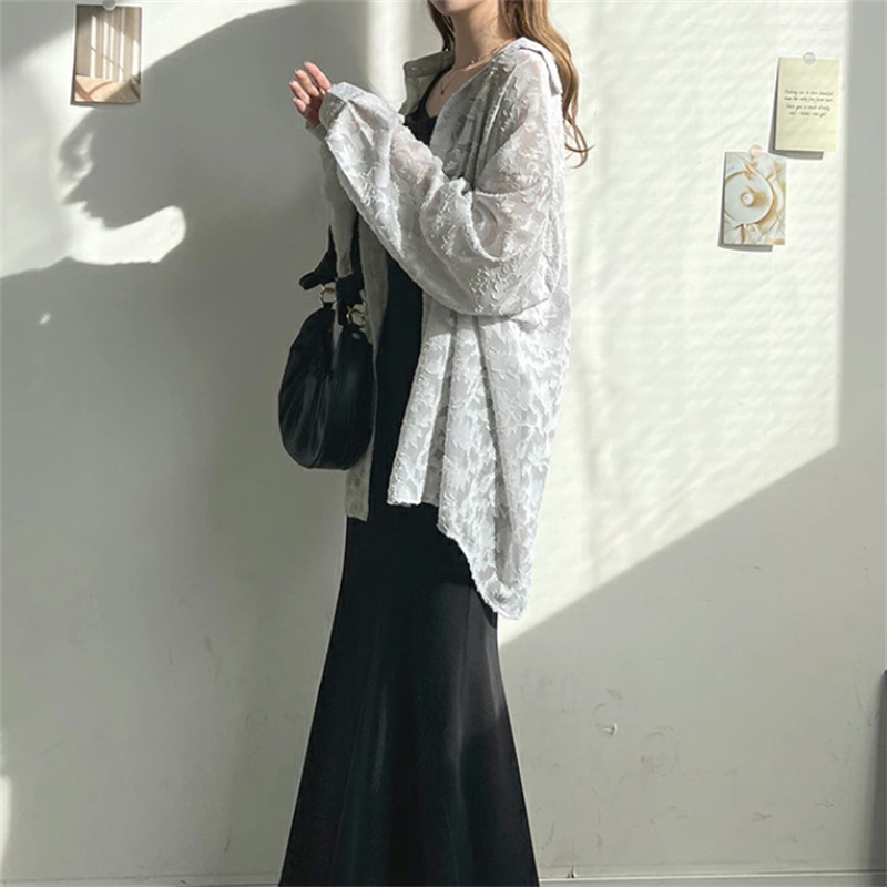 レース 服 春夏新作レース長袖シャツ日焼け止め体型カバートップス