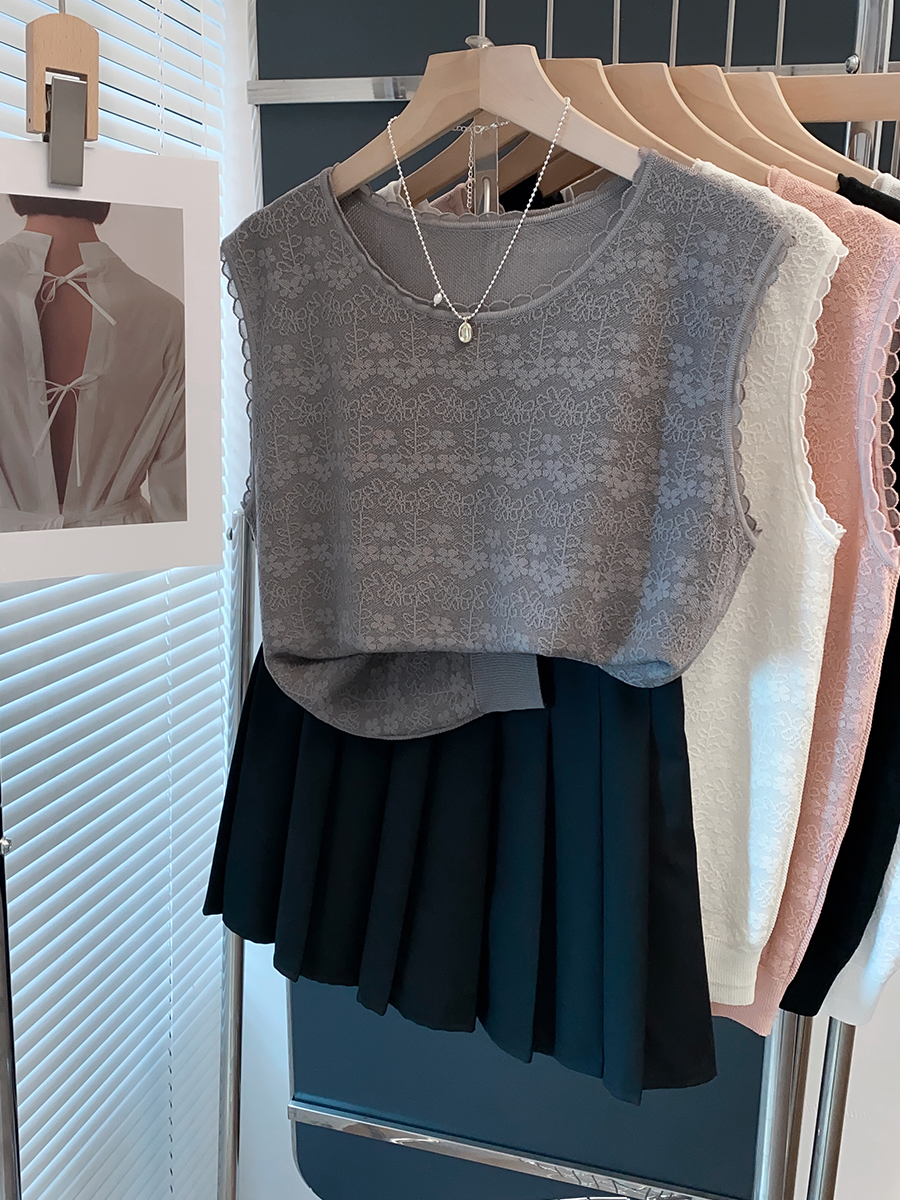 レース 服 花柄レース ノースリーブトップス