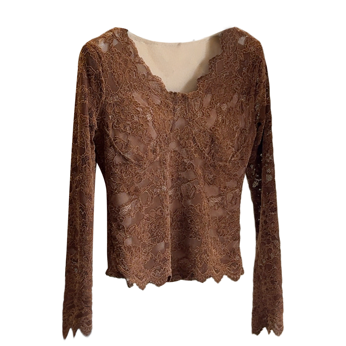 レース 服 レース長袖インナートップス裏起毛韓国風３色