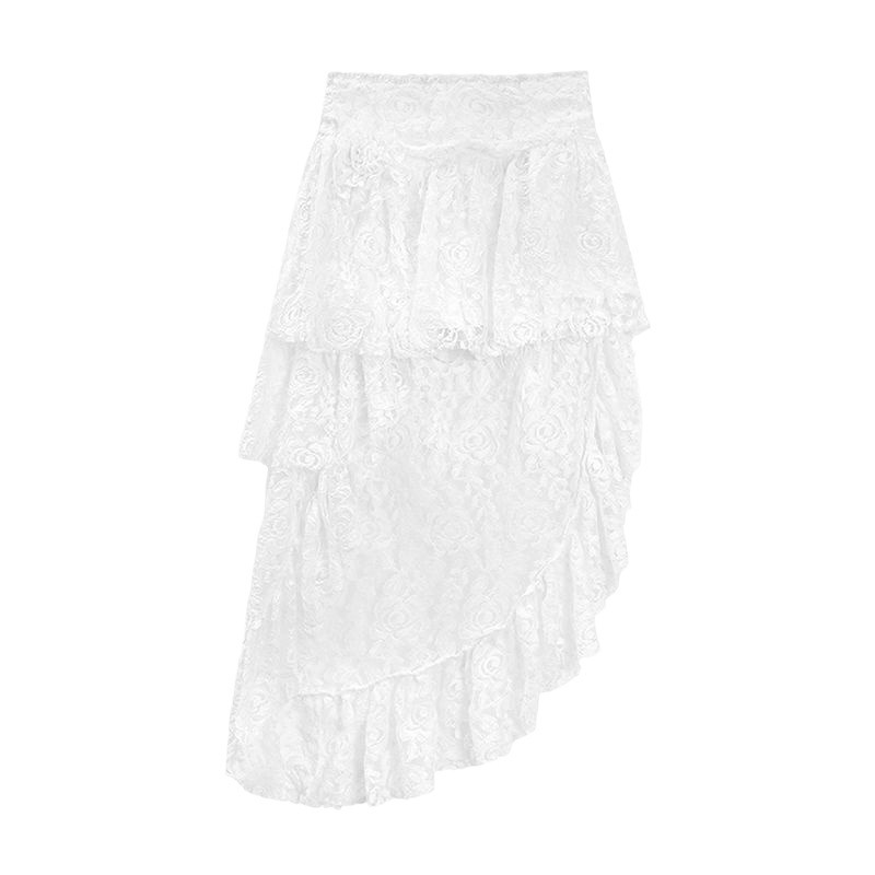 レース 服 薔薇柄レーススカート アシンメトリーロング