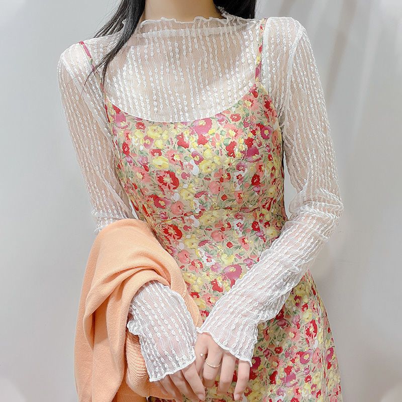 レース 服 水玉模様シアーレースインナー