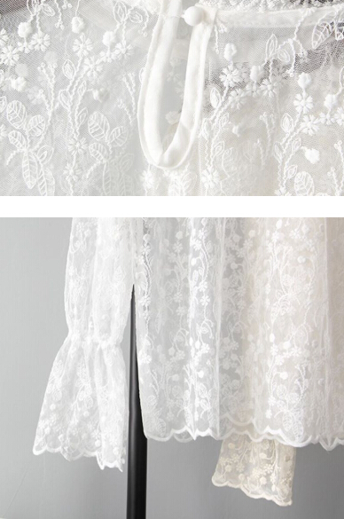 レース 服 レディース秋冬レースシャツ透け感ラッパ袖トップス
