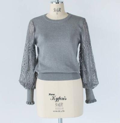 レース 服 秋冬新作レース袖ニットセーター上品カジュアルトップス