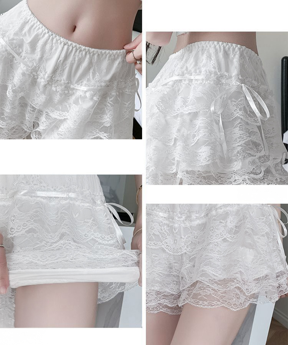 レース 服 多層レース付きティアードペチコート