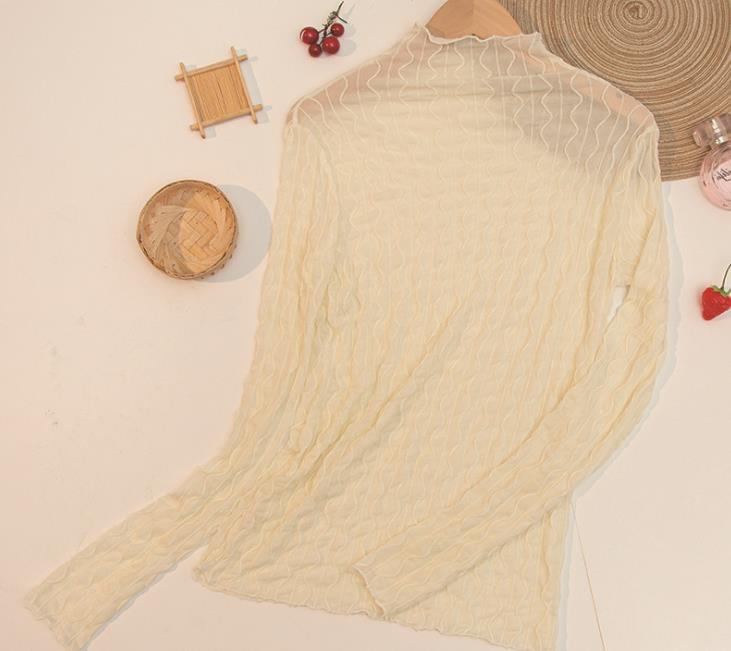 レース 服 レース ハイネック 長袖 インナー トップス 韓国風 伸縮性