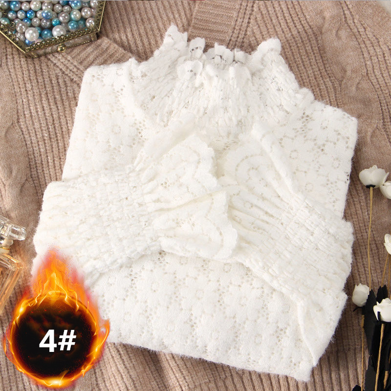 レース 服 レディース長袖レース編みプルオーバー秋冬トップス