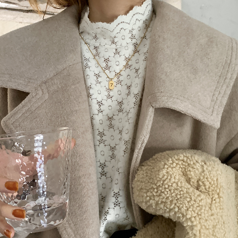 レース 服 花柄レースブラウス 長袖 フリルネック シャーリング