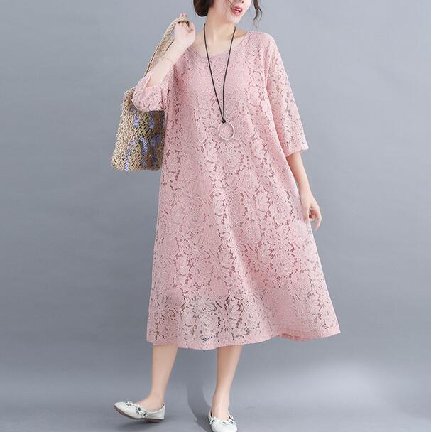 レース 服 夏の新作長袖総レースワンピース