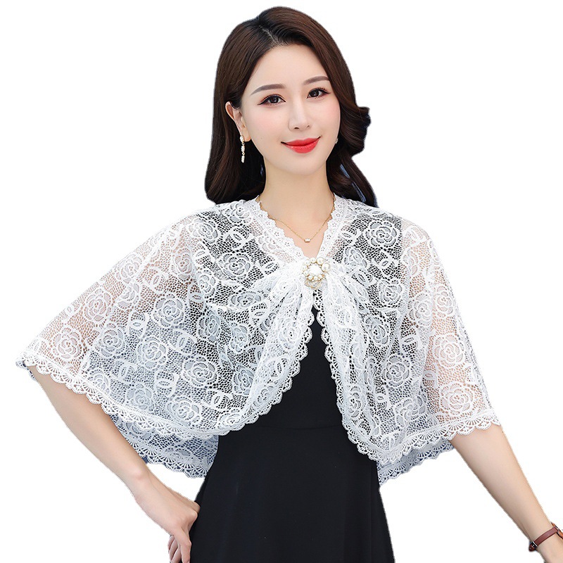 レース 服 透かし彫りレースケープ
