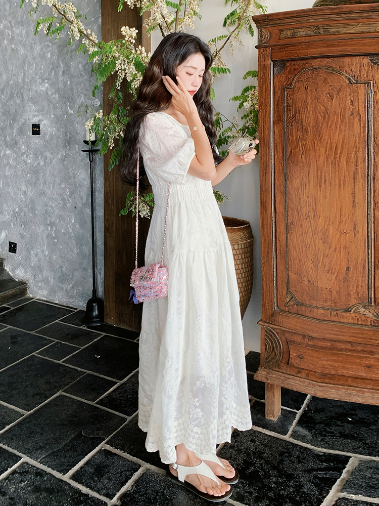 レース 服 夏風香る花刺繍レースワンピース