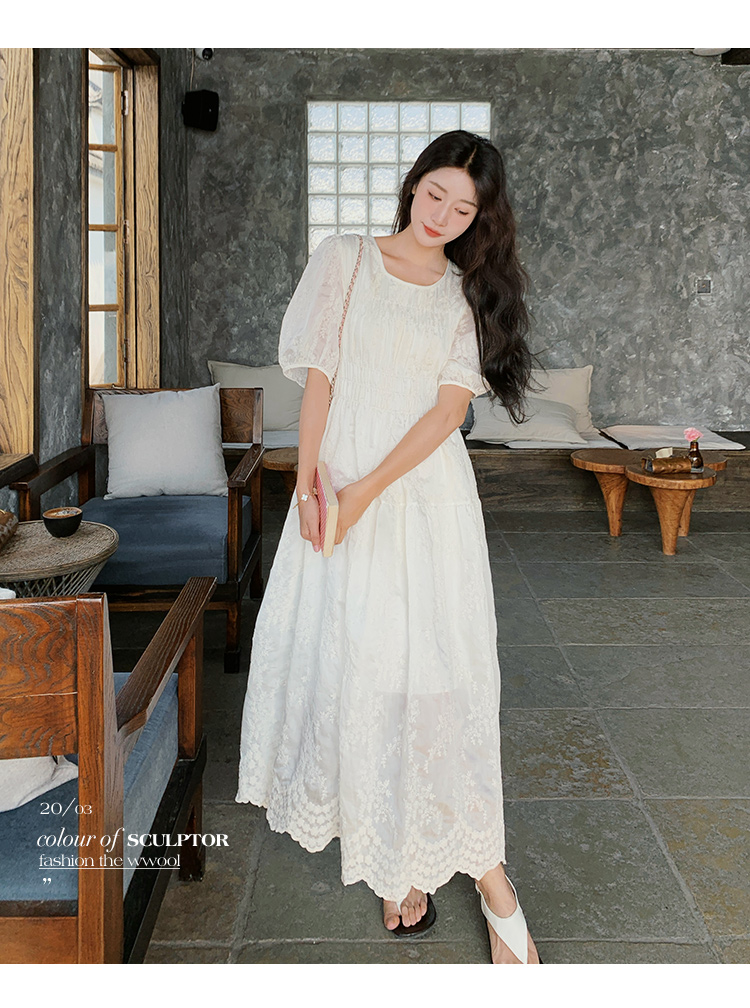 レース 服 夏風香る花刺繍レースワンピース