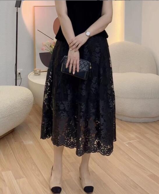 レース 服 花柄刺繍レースロングスカート