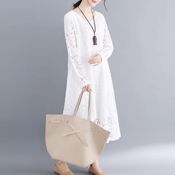 レース 服 夏の新作長袖総レースワンピース