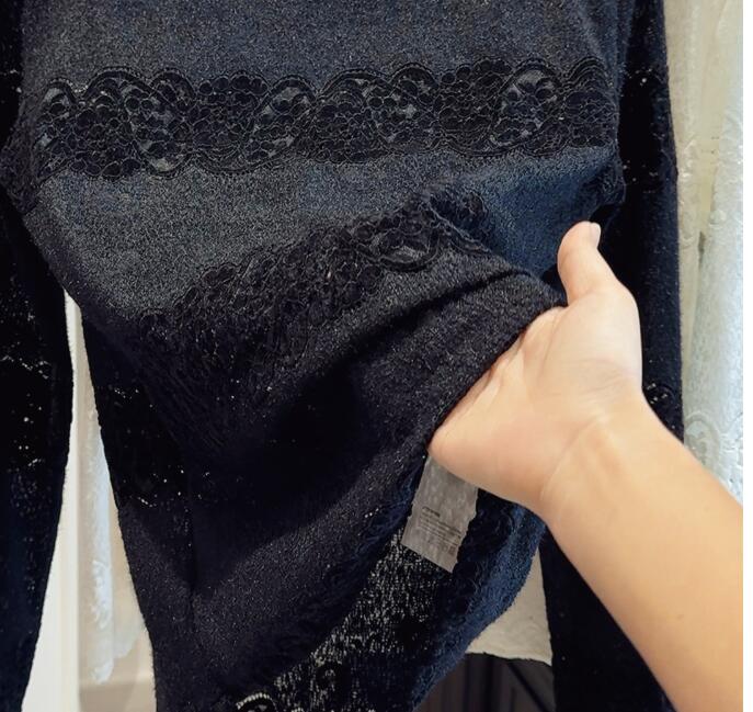 レース 服 新作レース長袖トップス スリムインナー3色展開