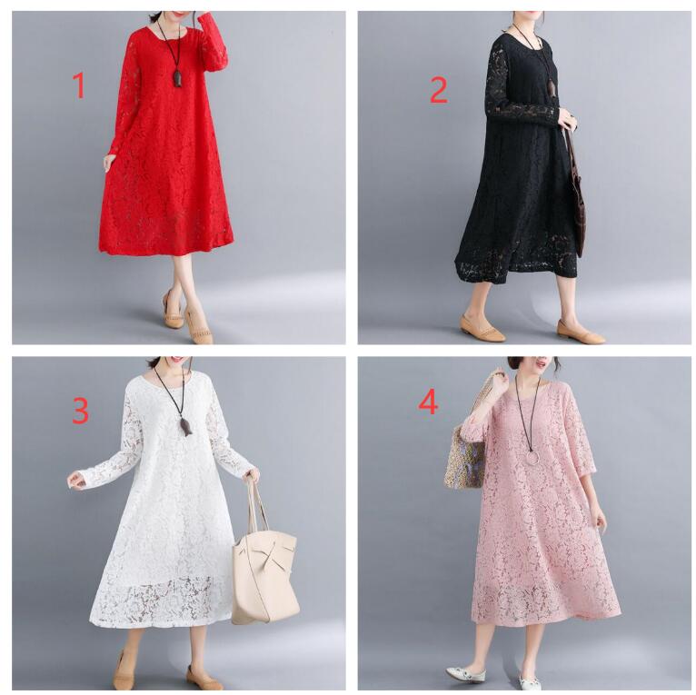 レース 服 夏の新作長袖総レースワンピース