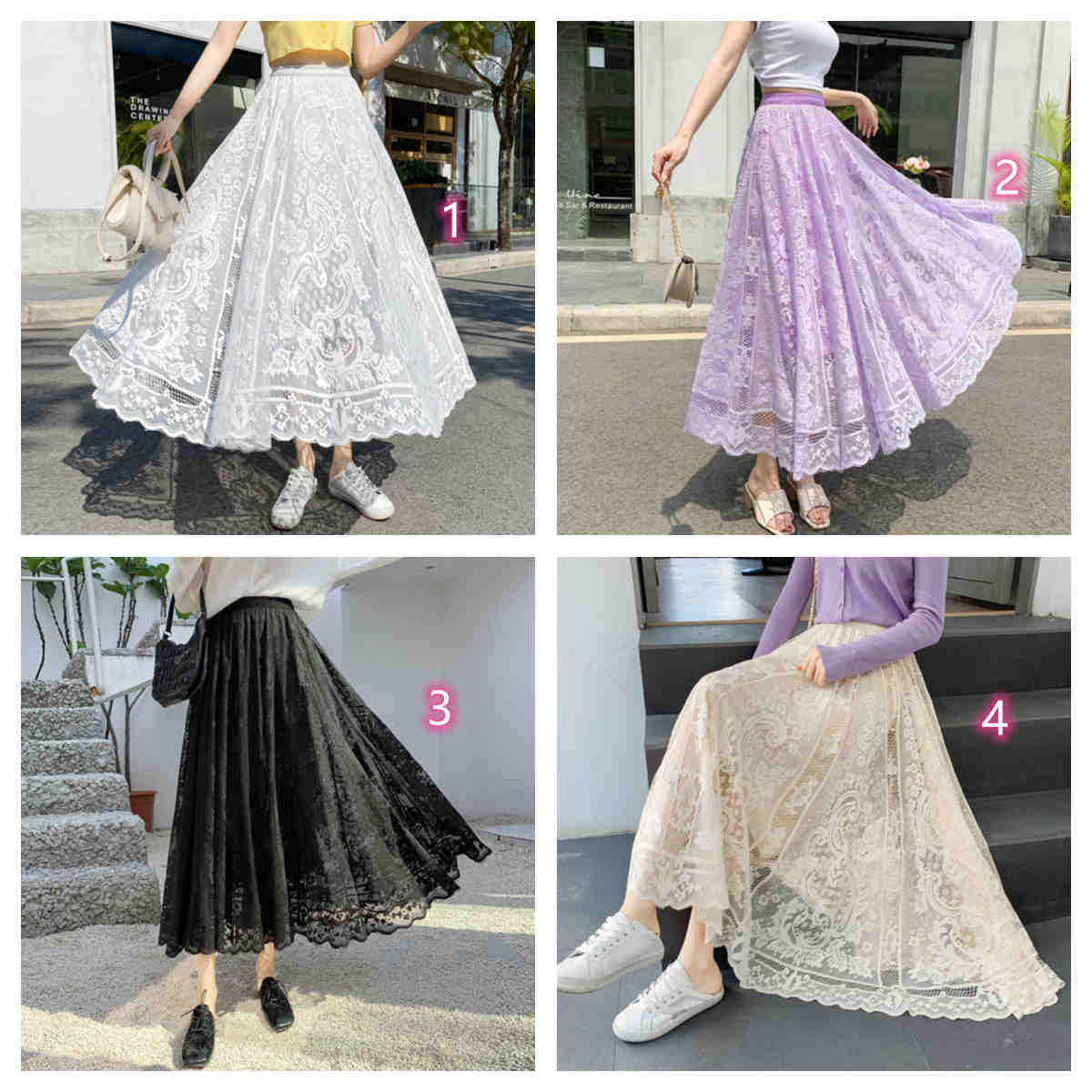 レース 服 夏の着痩せレーススカート復古風ハイウエスト