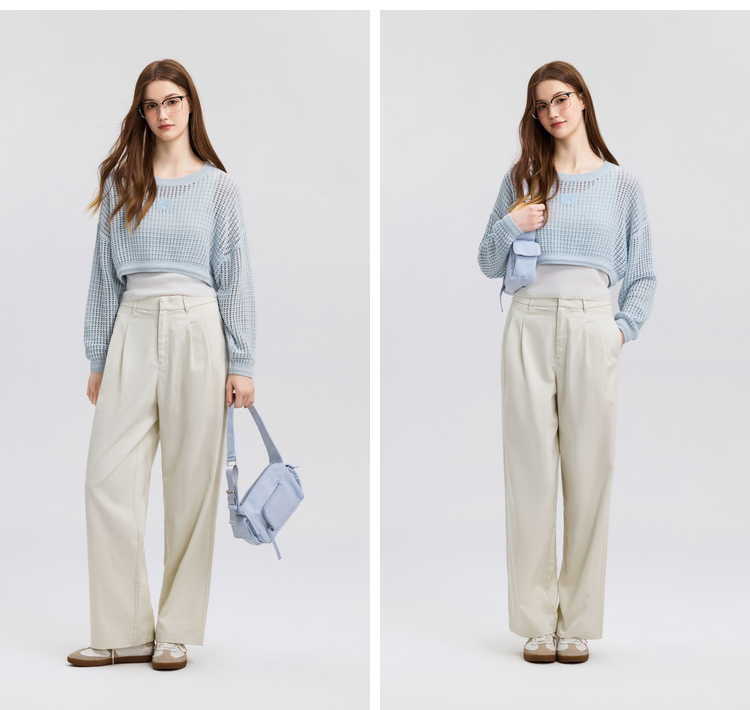 レース 服 透かし編みショート丈ニットトップス