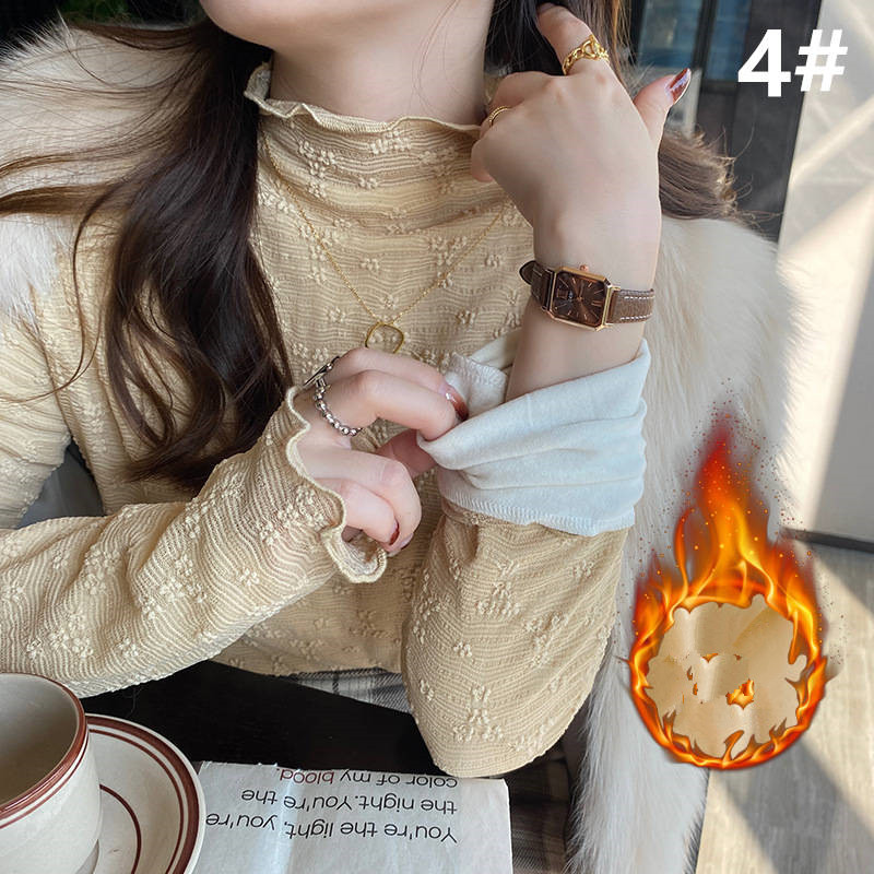 レース 服 秋冬新作 レース裏起毛トップス スタンドカラー上品ブラウス