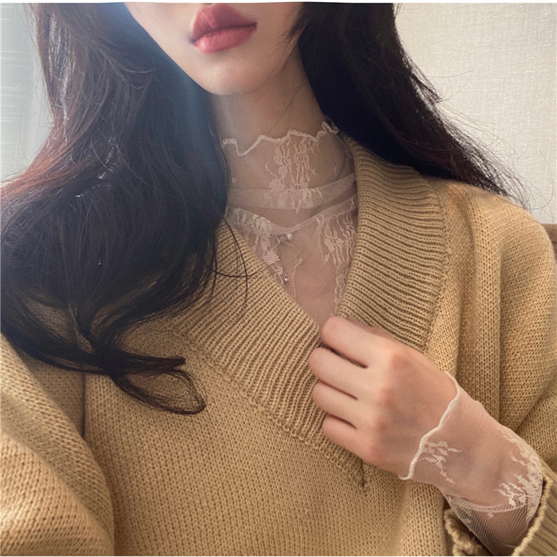 レース 服 雪花模様シースルーレースインナーセット