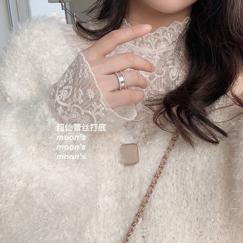 レース 服 花模様立体レースハイネックインナー