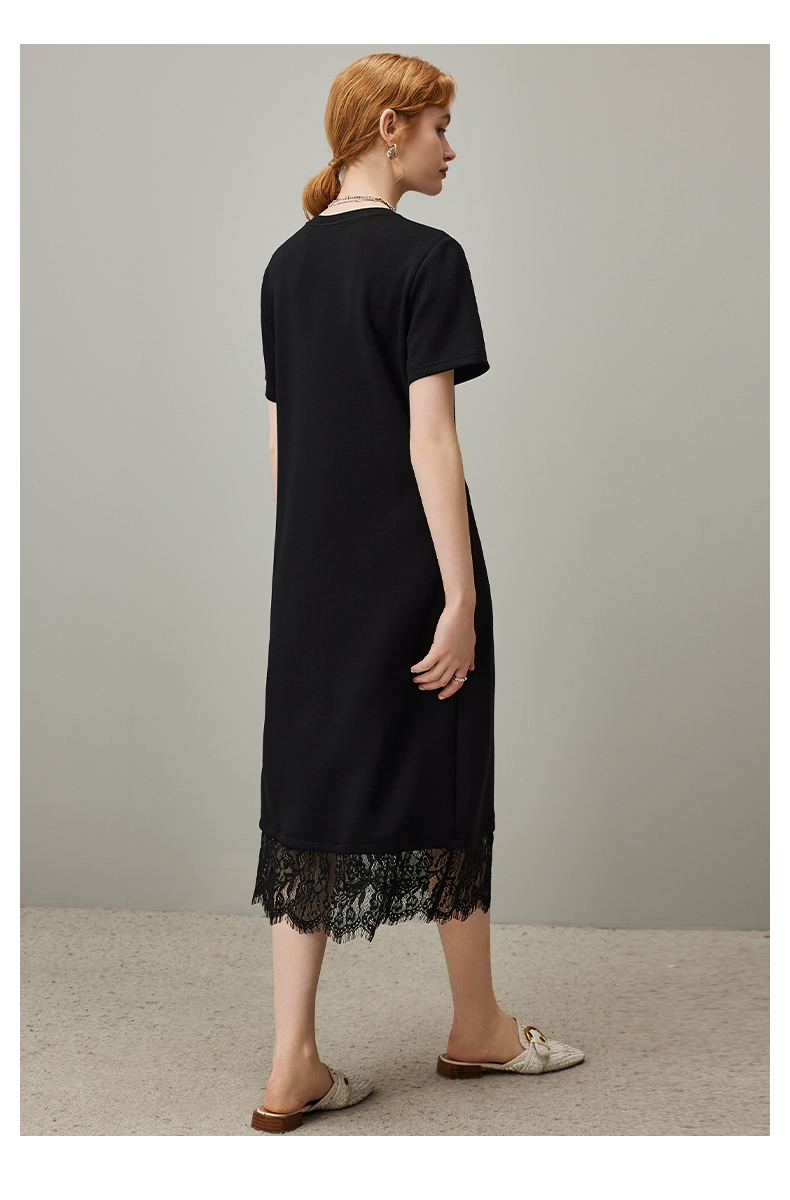 レース 服 蝶々刺繍レース裾ワンピース