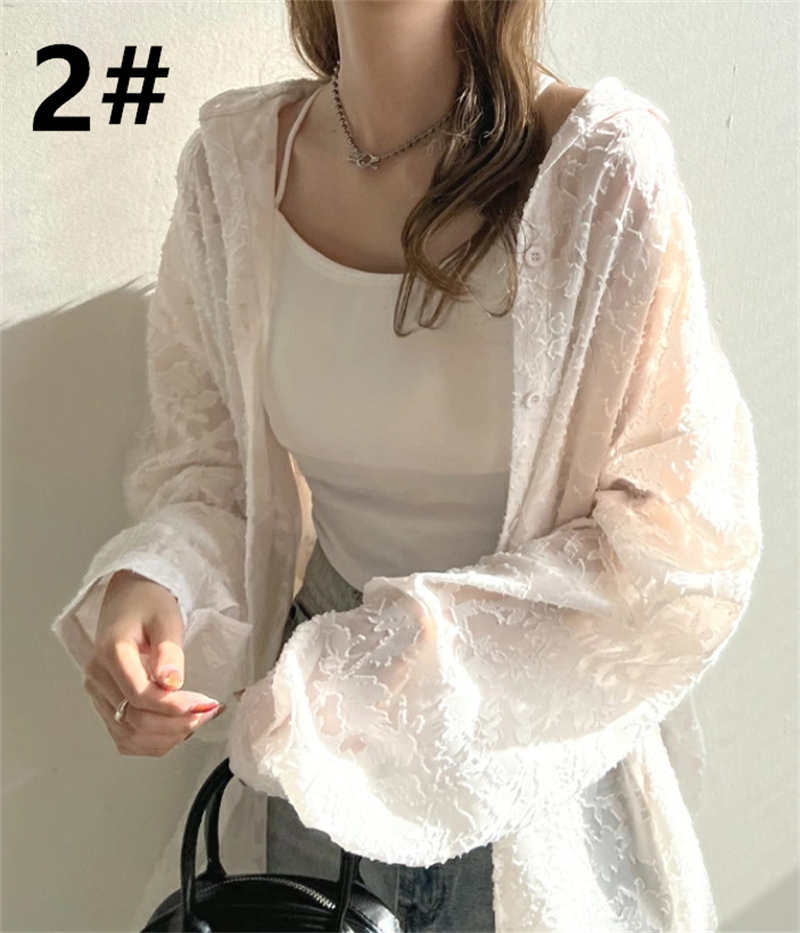 レース 服 春夏新作レース長袖シャツ日焼け止め体型カバートップス